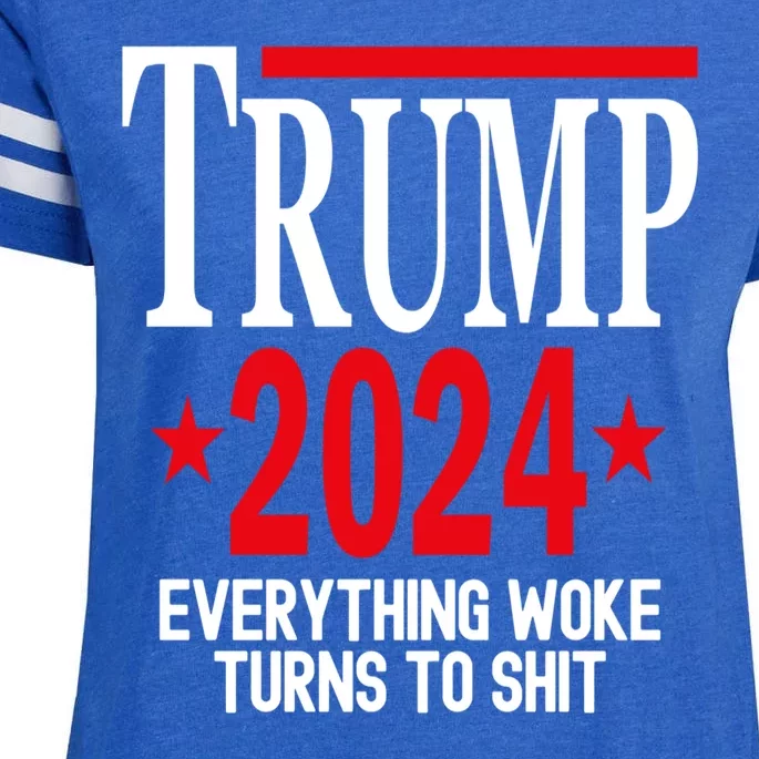 Trump 2024 Everything Woke Turns To Shit Enza Ladies Jersey Football T-Shirt