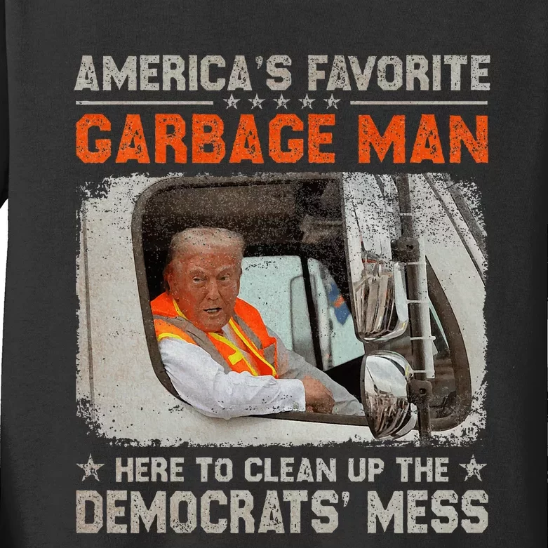 Trump 2024 Election Trump Garbage Man Vote Trump President Kids Long Sleeve Shirt