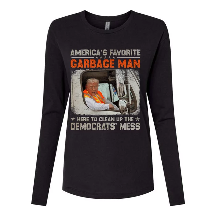 Trump 2024 Election Trump Garbage Man Vote Trump President Womens Cotton Relaxed Long Sleeve T-Shirt