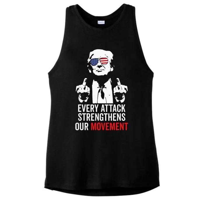 Trump 2024 Every Attack Strengthens Our Movement Ladies Tri-Blend Wicking Tank