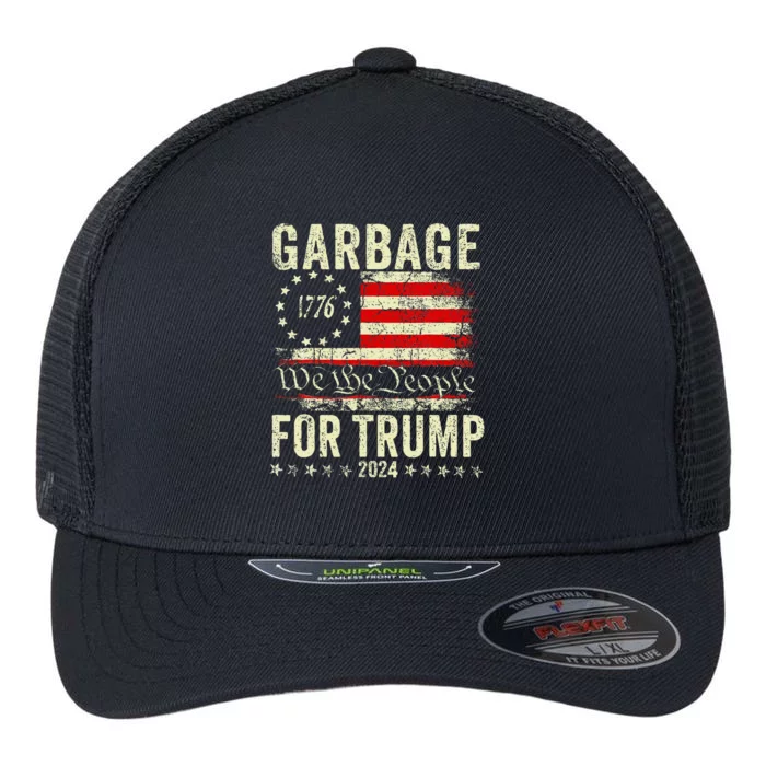 Trump 2024 Election Garbage Vote For Trump President Us Flag Flexfit Unipanel Trucker Cap