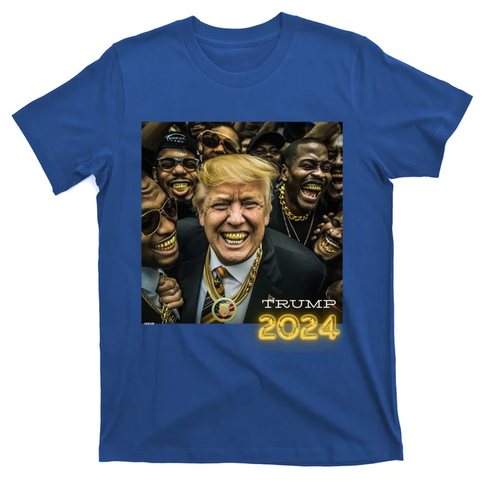 Trump 2024 Election Gold Th Maga Hood Gangsta Gift T-Shirt