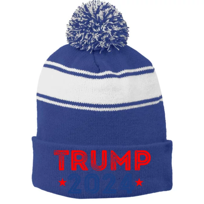 Trump 2024 Election Gift Stripe Pom Pom Beanie