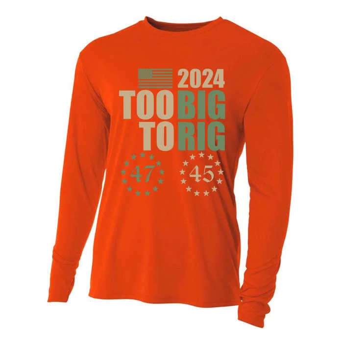 Trump 2024 Election Too Big To Rig Conservative Republican Gift Cooling Performance Long Sleeve Crew