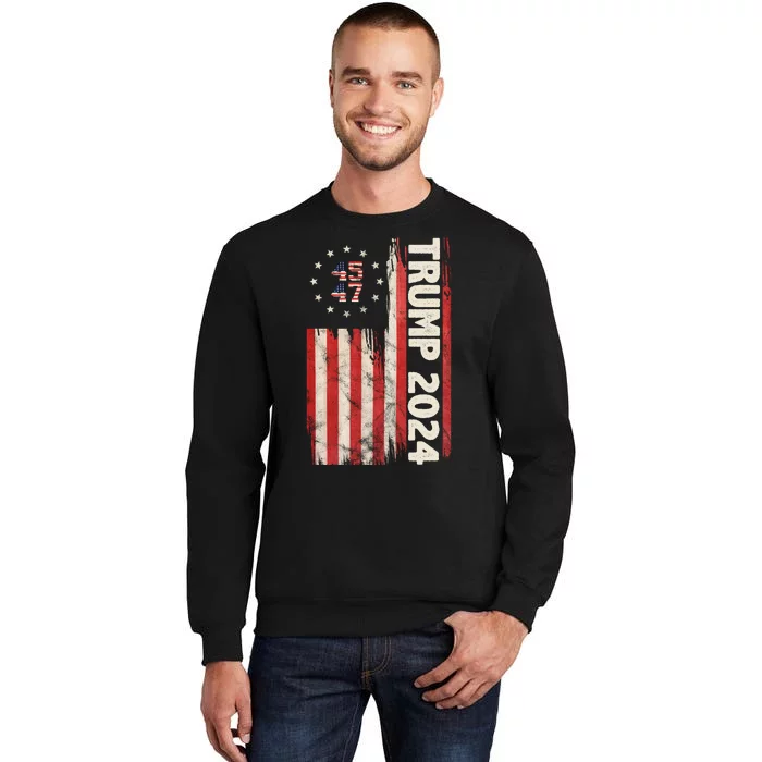 Trump 2024 Election 45 47 Vintage American Flag Sweatshirt