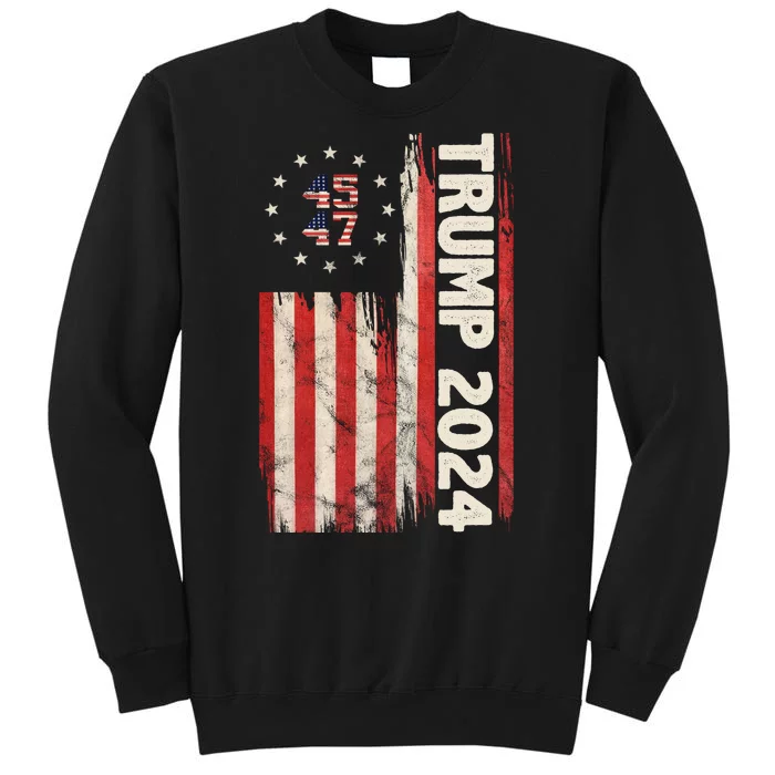 Trump 2024 Election 45 47 Vintage American Flag Sweatshirt