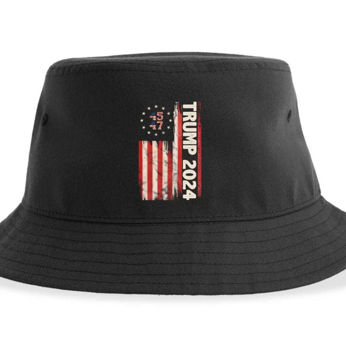 Trump 2024 Election 45 47 Vintage American Flag Sustainable Bucket Hat