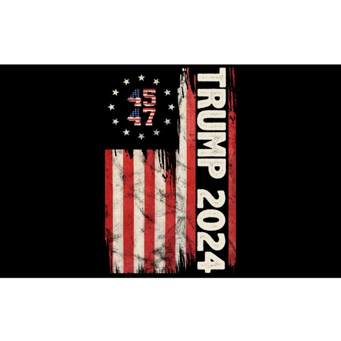 Trump 2024 Election 45 47 Vintage American Flag Bumper Sticker