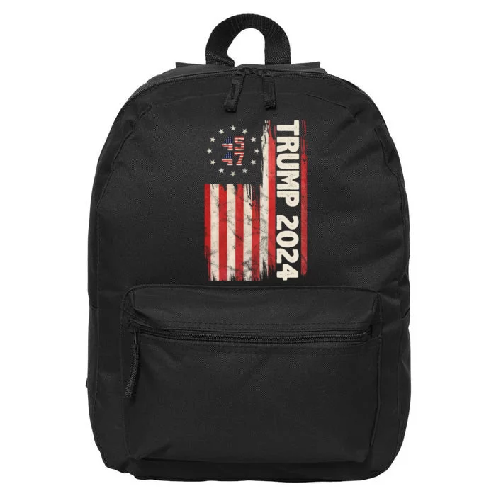 Trump 2024 Election 45 47 Vintage American Flag 16 in Basic Backpack