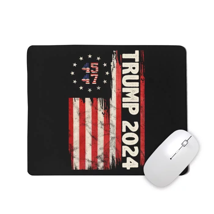 Trump 2024 Election 45 47 Vintage American Flag Mousepad