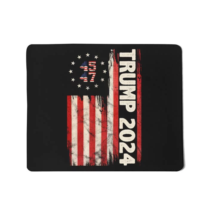 Trump 2024 Election 45 47 Vintage American Flag Mousepad