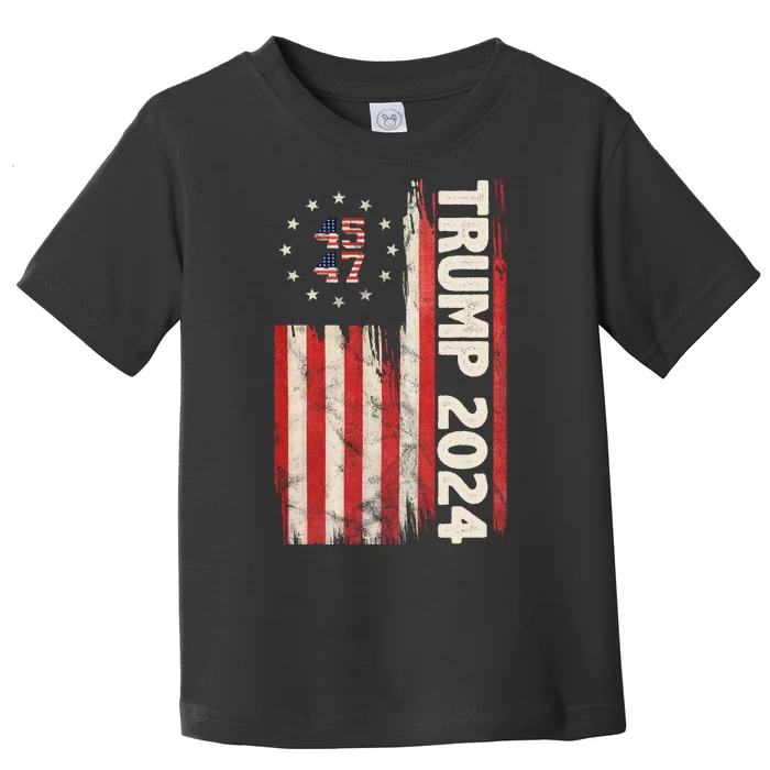 Trump 2024 Election 45 47 Vintage American Flag Toddler T-Shirt