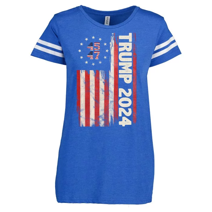 Trump 2024 Election 45 47 Vintage American Flag Enza Ladies Jersey Football T-Shirt