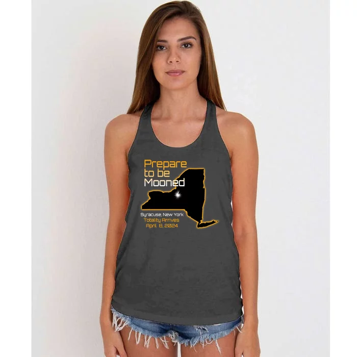 Total 2024 Eclipse Syracuse Ny Prepare To Be Mooned Totality Women's Knotted Racerback Tank