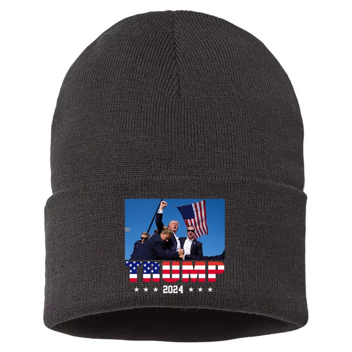 Trump 2024 Election Rally Photo Shooting Pennsylvania Sustainable Knit Beanie