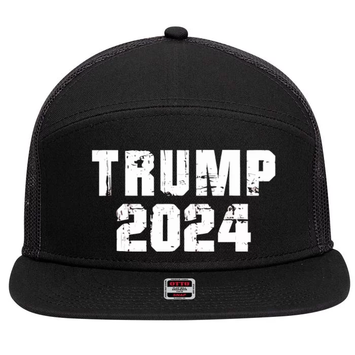 Trump 2024 Election Keep America Great Trump 7 Panel Mesh Trucker Snapback Hat