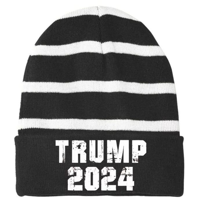 Trump 2024 Election Keep America Great Trump Striped Beanie with Solid Band