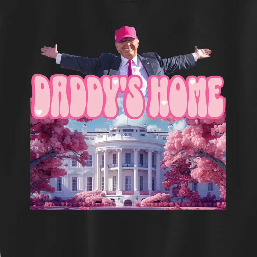 Trump 2024 Funny Trump Pink Daddys Home Kids Sweatshirt