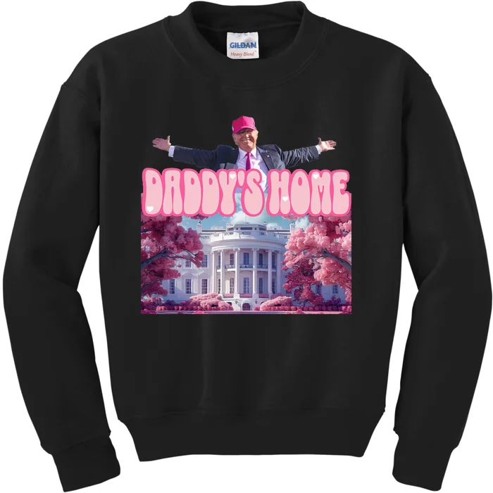 Trump 2024 Funny Trump Pink Daddys Home Kids Sweatshirt