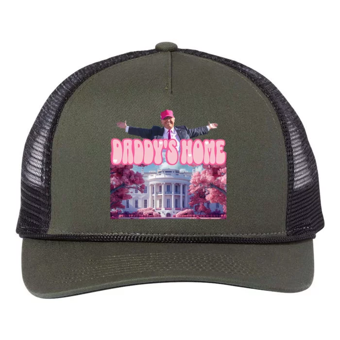 Trump 2024 Funny Trump Pink Daddys Home Retro Rope Trucker Hat Cap