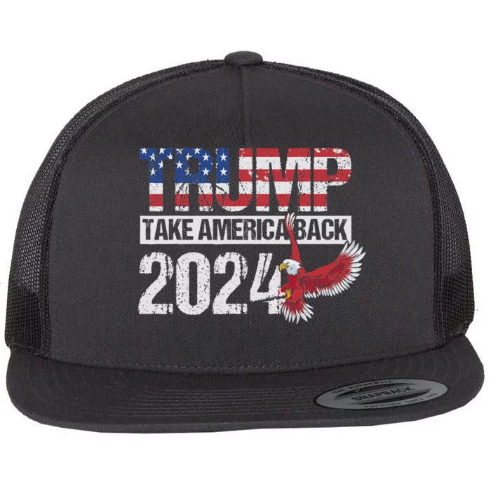 Trump 2024 Flag Take America Back Women Flat Bill Trucker Hat