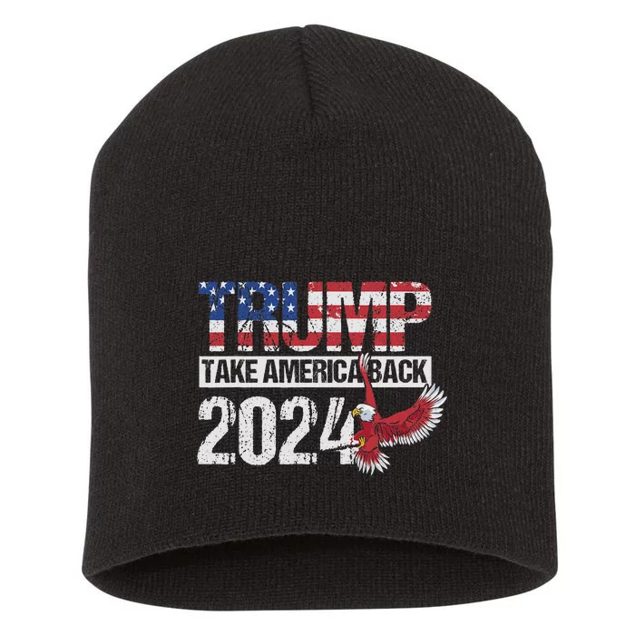 Trump 2024 Flag Take America Back Women Short Acrylic Beanie