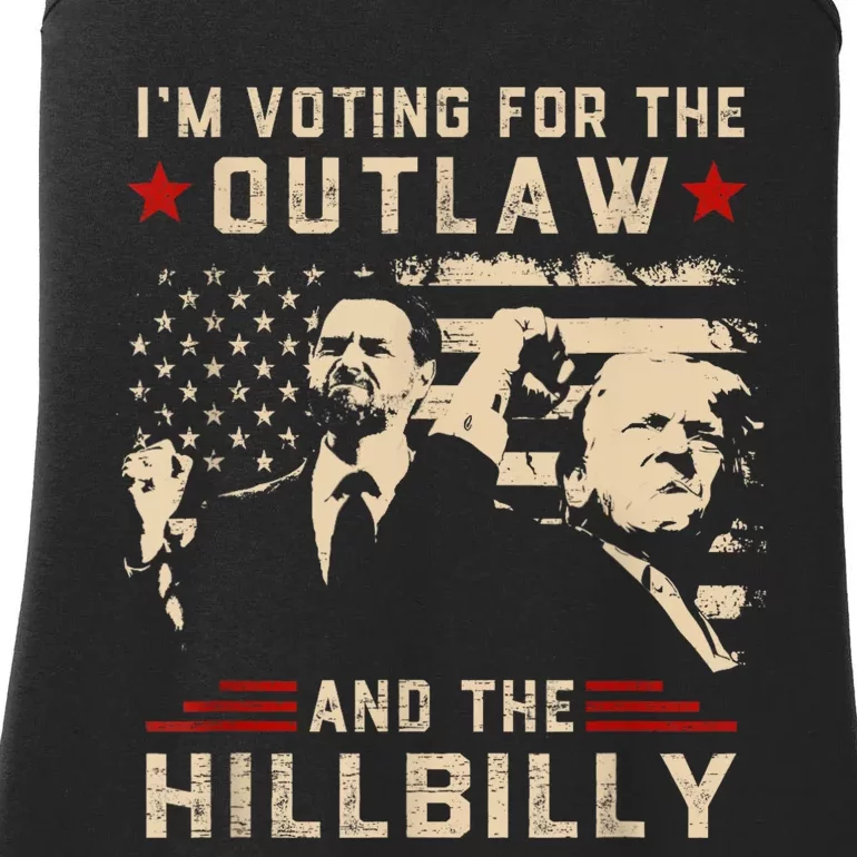 Trump 2024 Flag Outlaw Hillbilly J.D.Vance 2024 Donald Trump Ladies Essential Tank