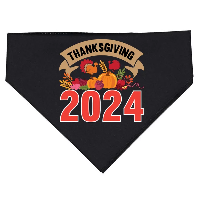 Thanksgiving 2024 Festive Typography USA-Made Doggie Bandana