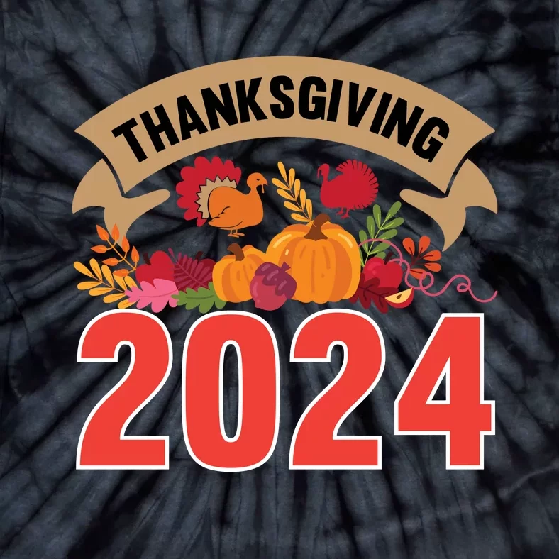 Thanksgiving 2024 Festive Typography Tie-Dye T-Shirt