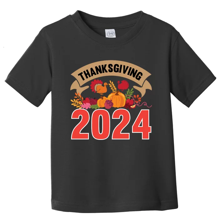 Thanksgiving 2024 Festive Typography Toddler T-Shirt