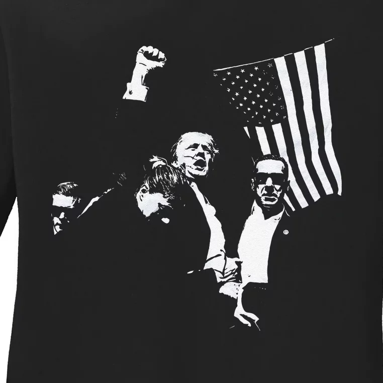 Trump 2024 Fear Not American Hero Fight Fight Fight Maga Gift Ladies Long Sleeve Shirt