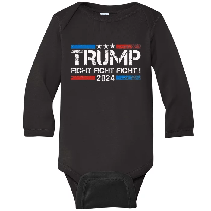 Trump 2024 Fight Fight Fight Trump President Election 2024 Baby Long Sleeve Bodysuit