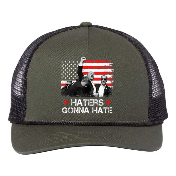 Trump 2024 Flag Haters Gonna Hate Pennsylvania Rally Trump Retro Rope Trucker Hat Cap