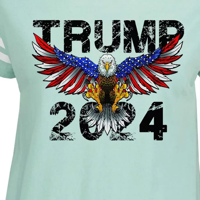 Trump 2024 Flag American Holiday Enza Ladies Jersey Football T-Shirt