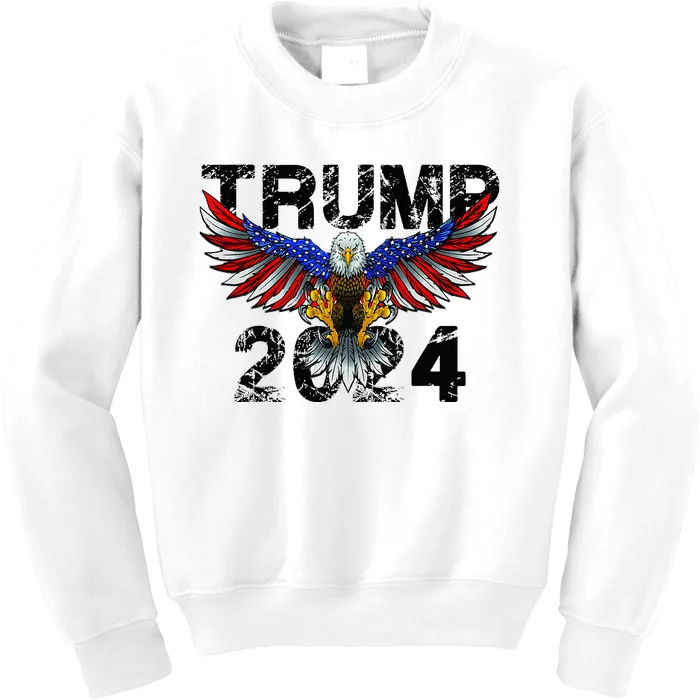 Trump 2024 Flag American Holiday Kids Sweatshirt