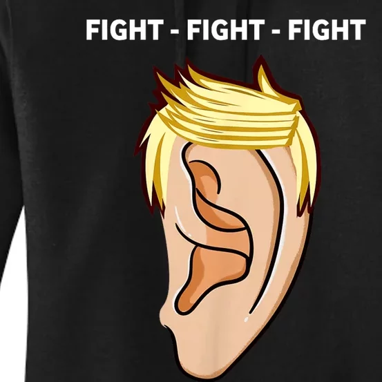 Trump 2024 Funny Ear Fight Like Hell Trump HeLl Be Back Women's Pullover Hoodie