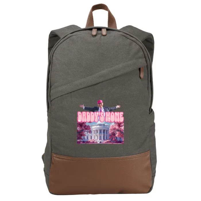 Trump 2024 Funny Trump Pink Daddys Home Cool Gift Cotton Canvas Backpack