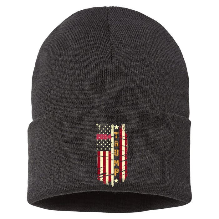 Trump 2024 Front And Back Sustainable Knit Beanie