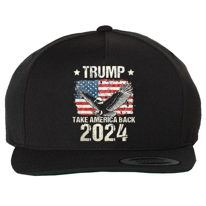 Trump 2024 Flag Take America Back Men Women Trump 2024 Wool Snapback Cap