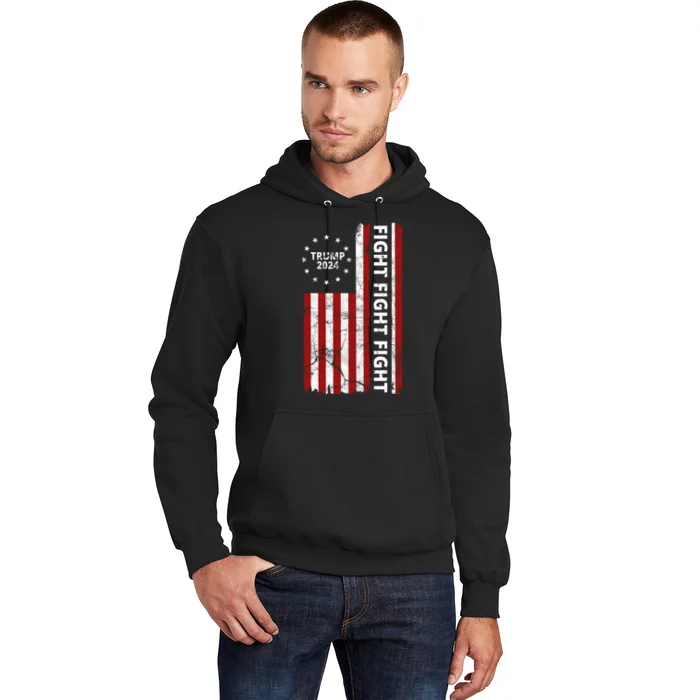 Trump 2024 Fight Fight Fight Usa Flag Hoodie