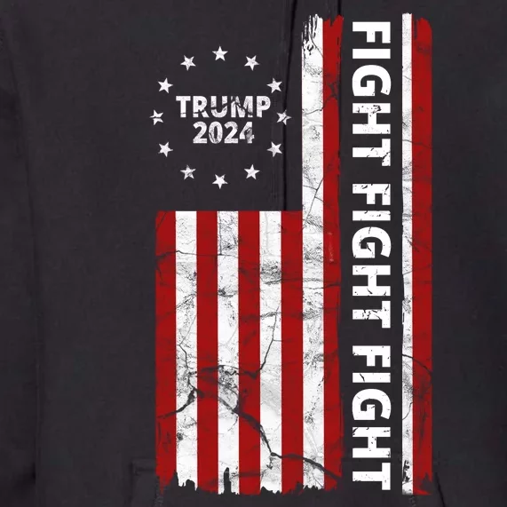 Trump 2024 Fight Fight Fight Usa Flag Premium Hoodie