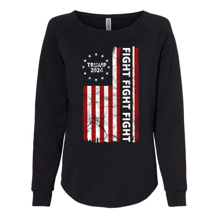 Trump 2024 Fight Fight Fight Usa Flag Womens California Wash Sweatshirt