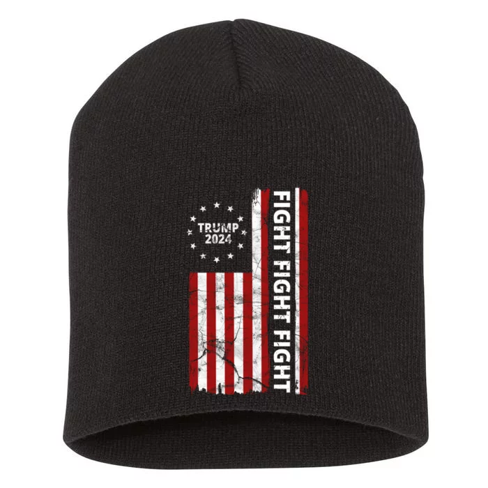 Trump 2024 Fight Fight Fight Usa Flag Short Acrylic Beanie