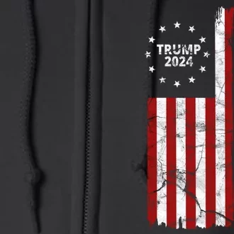 Trump 2024 Fight Fight Fight Usa Flag Full Zip Hoodie