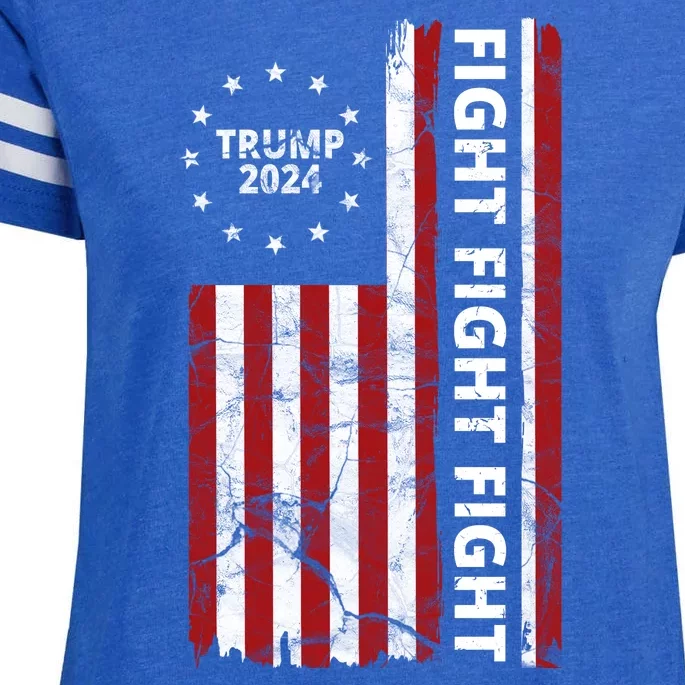 Trump 2024 Fight Fight Fight Usa Flag Enza Ladies Jersey Football T-Shirt