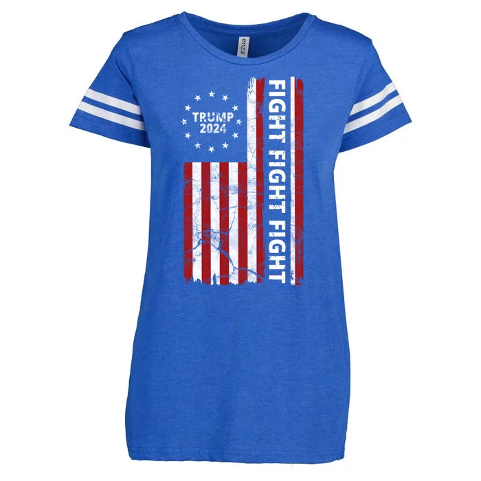 Trump 2024 Fight Fight Fight Usa Flag Enza Ladies Jersey Football T-Shirt