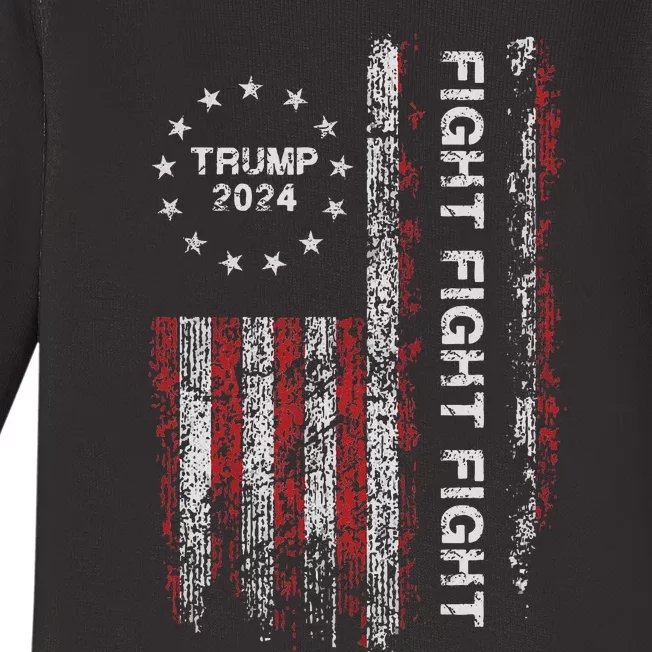 Trump 2024 Fight President Election Bold Design Baby Long Sleeve Bodysuit