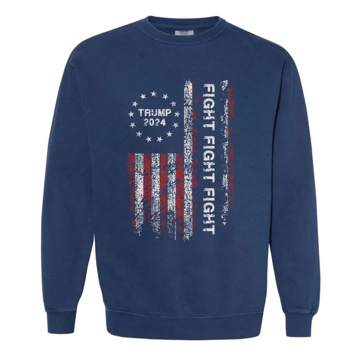 Trump 2024 Fight President Election Bold Design Garment-Dyed Sweatshirt