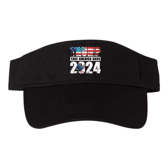 Trump 2024 Flag Take America Back Valucap Bio-Washed Visor