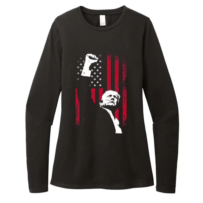 Trump 2024 Fist Fight For America Usa Flag Womens CVC Long Sleeve Shirt